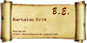 Bartalus Erik névjegykártya